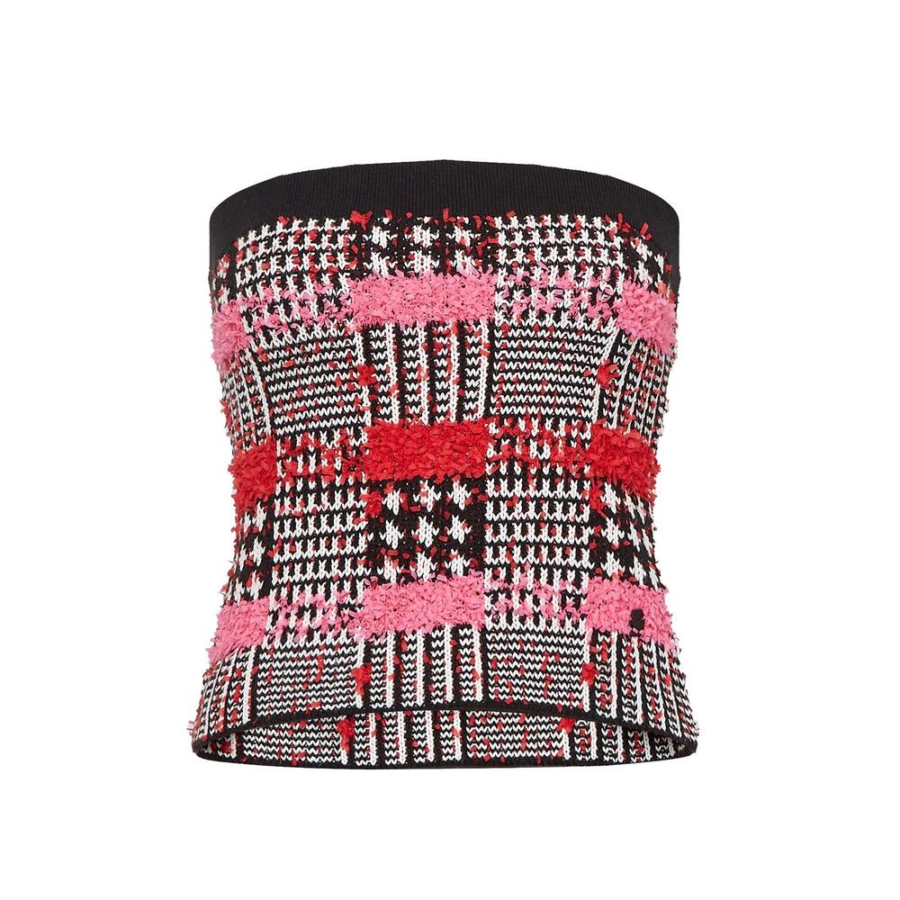 Karl Lagerfeld Red Boucle Textured Knit Tube Top - XS - NWT